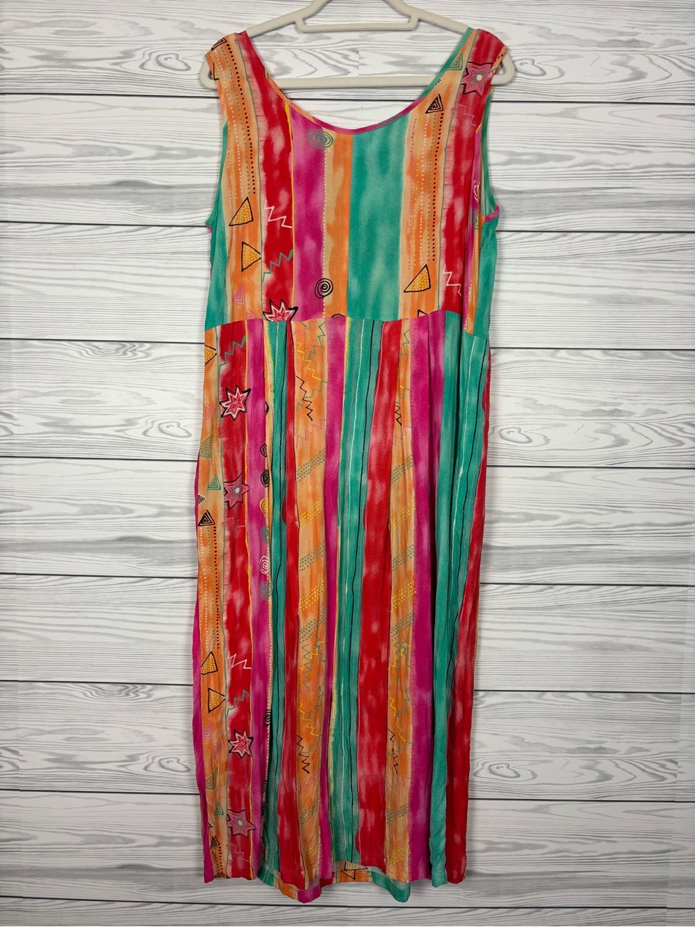 Jams World Vintage 80’s stripe Hawaiian midi dress size large - Picture 5 of 6